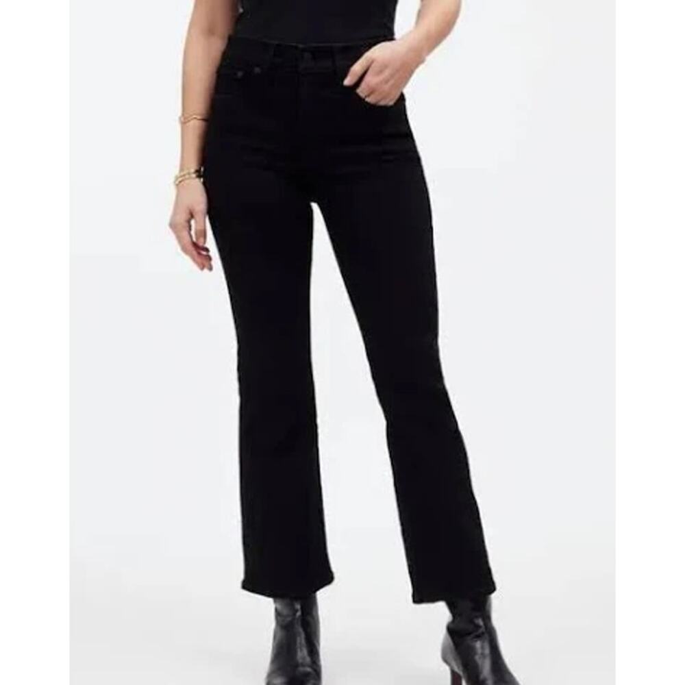 Madewell Mid-Rise Kick Out Black Cropped Stretch Denim Jeans Sz 31T